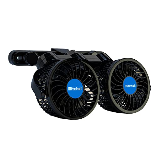 2#IY Ventilateur de voiture 12 V pour siège arrière portable C-Igar Prise allume-cigare ventilateur de siège de voiture ventilateur à double tête rotative à 360 degrés avec 2, Noir 7# mm, M Cover