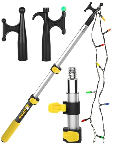 Opow 3FT Extension Pole with Utility Hook, Christmas Light Hanger Tool Attachment Screw On Pole Attachment Fits on 3/4 inch Acme Thread for Multi-Purpose Light Installation, String Lights, Birdfeeders