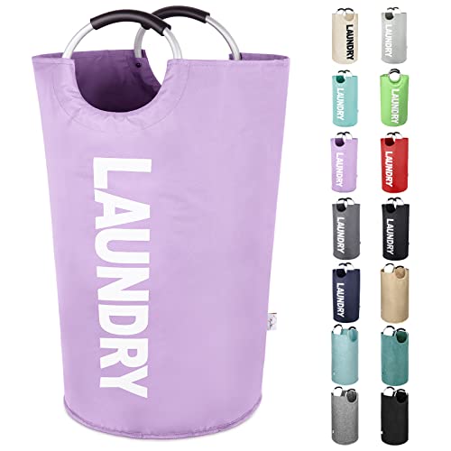 SweetMemo Cesto plegable para la colada extragrande, de 131 litros, cesta para la colada alta, cesta de tela plegable para dormitorio, armario, baño, universidad (morado, XXL)