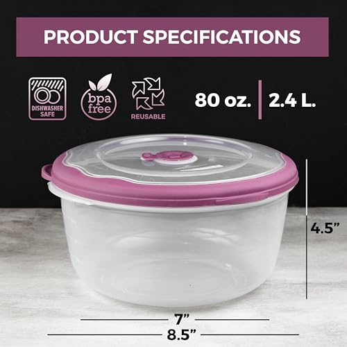 Image of Tribello Large 10 Cup Food Storage Bowl with Lid, Salad Bowl With Airtight /Steam Vent Lid Dishwasher /Freezer and Microwave Safe Container For Serving and Storing, BPA Free - Round - 80 Oz - 2 Pack