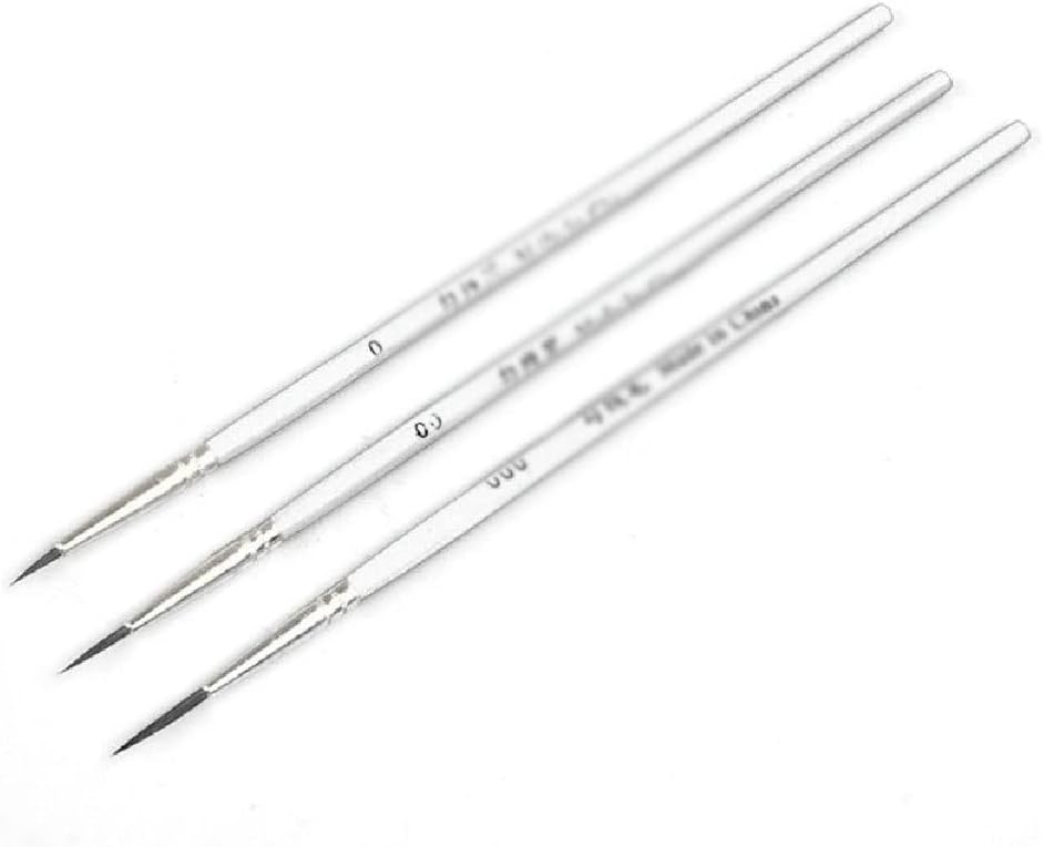 3 Nylon Brush Hook Cable Professional Pointed Brush for Acrylic Water Color Painting(Golden)