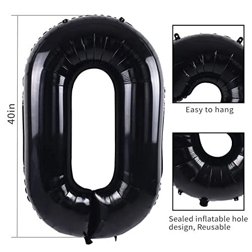 Image of 40 Inch Black Number 50 Balloons, 50th Birthday Party Decorations