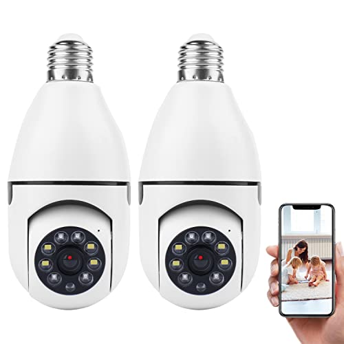 Wireless Wifi Light Bulb Camera: 2 Pack Light Socket Camera 360 Security Camera 2.4Ghz Remote Access Night Vision Home Dome Camera For Indoor Outdoor Home Pet #TOP29