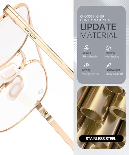 Image of ANYLUV Blue Light Glasses for Men, Circular Frame Single Brow Bridge Design Campus Style Glasses Anti Eyestrain for Screen