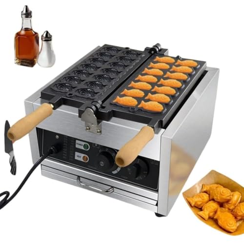 AOUMK 鯛焼き器 鯛焼きメーカー 業務用 電気たい焼き機 14穴 業務用 電気加熱 鯛焼き 焙煎機 タイ焼き機 アイスクリーム 鯛焼き 焙煎機 均一加熱 三種 焙煎機 (シルバー)