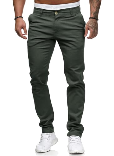 ALLABREVE Men's Chinos Casual Dress Pants Slim Fit Skinny Stretch Flat-Front Lightweight Comfort Slacks