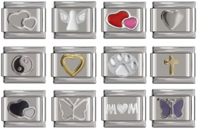 Bundle Charms 9 | 12pcs 9mm Italian Charms | UK stock, Stainless Steel, Rhinestone