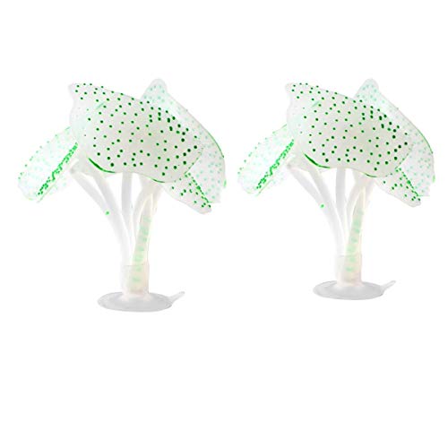 Image of Emily Pets Silicone Aquarium Fish Tank Decor Artificial Coral Silicon Plant for Underwater Decoration (Color: Green, Height: 8CM, Pack of 2)
