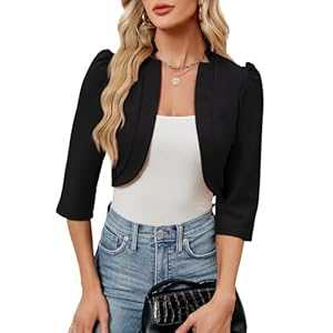 MODISFRAU Blazer Damen 3/4 Ärmel Elegant Blazerjacke Einfarbig Business Blazer Anzug für Büro Arbeit Sportlich