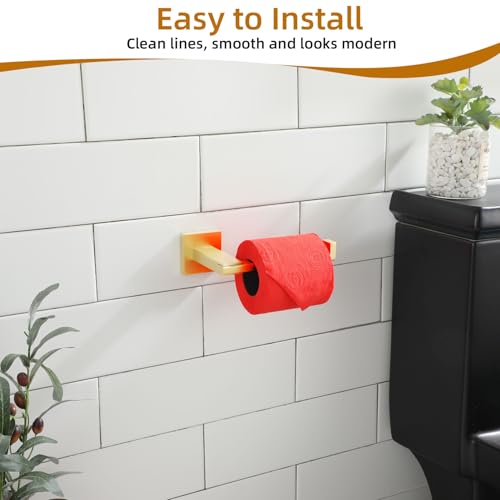 Image of KOKOSIRI Toilet Paper Holder Gold Tissue Paper Dispenser for Kitchen Bathroom Washroom Toilet Roll Holder Stainless Steel, Wall Mounted B2006BG