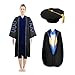 goprety Deluxe Doctoral Graduation Gown Hood Tam 8 Sided Package with Gold Piping Unisex