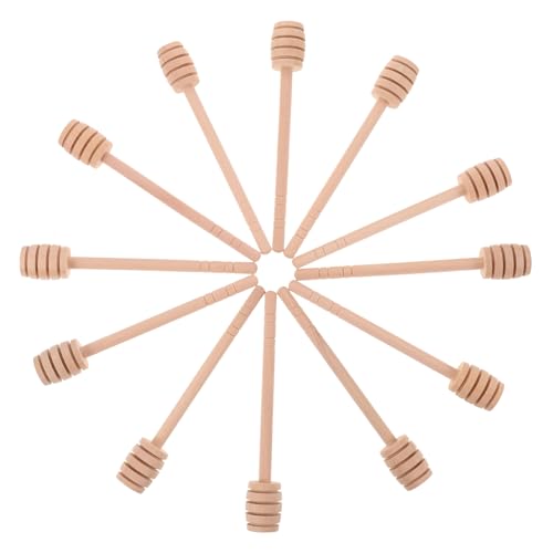 KICHOUSE 12Pcs Wooden Sticks Portable Stirring Sticks for Honey Jars for Tea and Jam Mixing Utensils for Parties