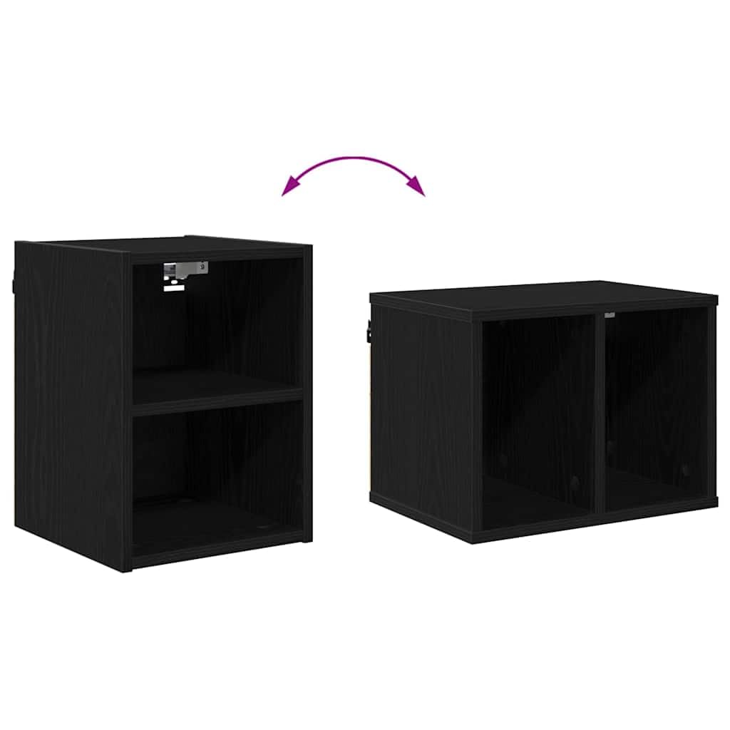 Hängeschrank Schwarz Eichen-Optik 30 x 29,5 x 40 cm Küchenaufbewahrung mit viel Stauraum für Moderne Wohnräume ideal für Geschirr, Utensilien, Vorratsschrank, Organizer und mehr