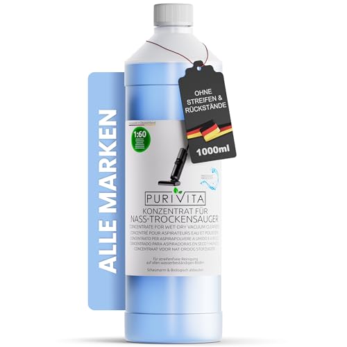 PURIVITA® Reinigungsmittel für Saugwischer [1L] - Reiniger für Waschsauger Konzentrat - Nasssaugerreiniger für jeden Boden - Nasssauger Reinigungskonzentrat - Frischeduft - Wischpflege 1