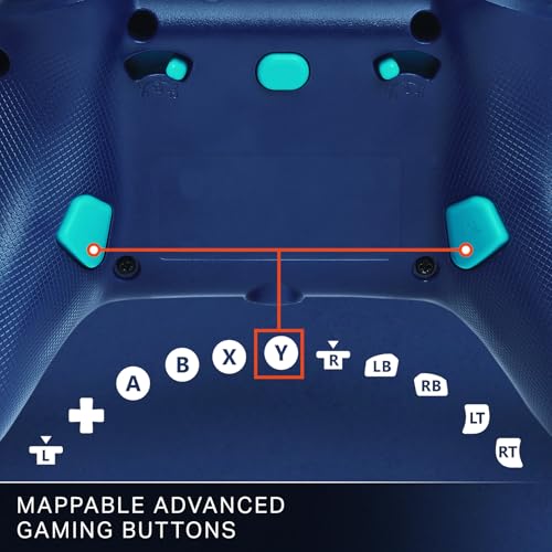 Image of PowerA Advantage Wired Controller for Xbox Series X|S - Blue Wave, gamepad, hall effect thumbsticks, gaming controller, USB-C, Works with Xbox One, Officially Licensed