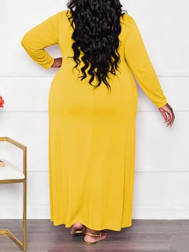 Image of TOPSRANI Womens Plus Size Maxi Dresses for Women Oversize Casual Short Sleeve V Neck Loose Plain Solid Trendy Summer Dress