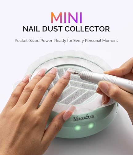 Image of MelodySusie PocketSized Nail Dust Collector with Lightweight Design,HProA 6000RPM Ultra-Small Nail Vacuum Fan with 3 Suction Modes and 30 Disposable Filter Papers for Beginner & Daily Nail Care,Green