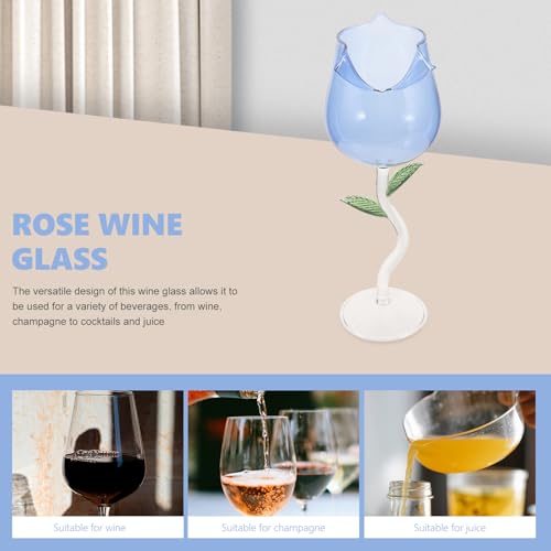 Copa de vino azul de vidrio con flores POPETPOP 5