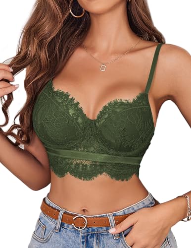 Image of Avidlove Lace Bralettes for Women Y2k Strap Bustier Cami Top V Neck Camisole Lingerie