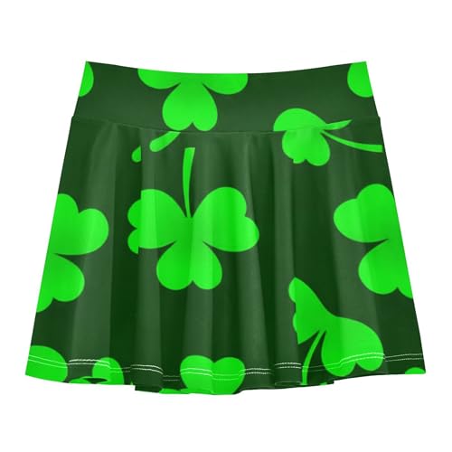 Green Shamrock Clovers Tennis Skirts Toddler Dance Athletic Shorts for Girls Skorts Flowy Skirt 4t