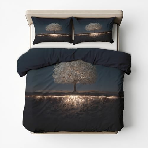 Parure de lit microfibre douce arbre de vie contre les nuits agitées