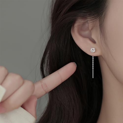 Silver Chain Earrings for Women Silver Threader Earrings Dainty Dangle Earrings for Women Hypoallergenic Thread Earrings for Women Korean Earrings2