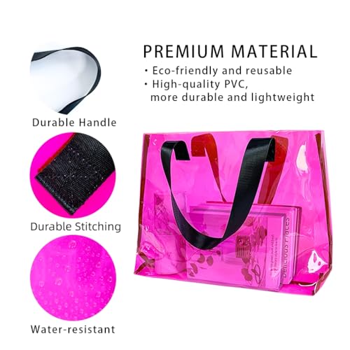 Pink-Large Clear Tote Bag - TSA Approved 15.75"x12.6"x4.33" Shoulder Purse, Waterproof Stadium Bag for Concerts, Travel & Gym,PVC Beach Bags Clear Work Tote(Pink)3