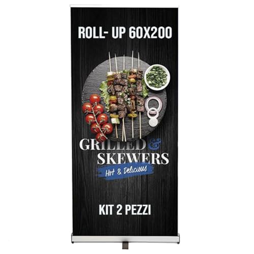 Roll Up Espositore Personalizzato - Coppia Espositore Roll Up Pubblicitario 60x200 stampa inclusa su Banner,borsa per trasporto - Roll Up espositore per eventi,fiere aziendali,pubblicita',showroom