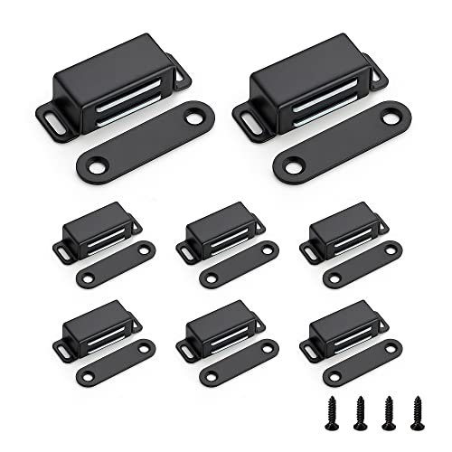 Image of Ravinte 8 Pack Black Magnetic Door Catch, Matte Black Cabinet Magnets, Strong Magnetic Catch Latch for Kitchen Cabinets, Drawers & Cupboards, Stainless Steel Closures