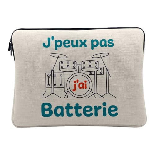 Housse ordinateur 10 pouces aspect lin musique rock pour révisions et cafés