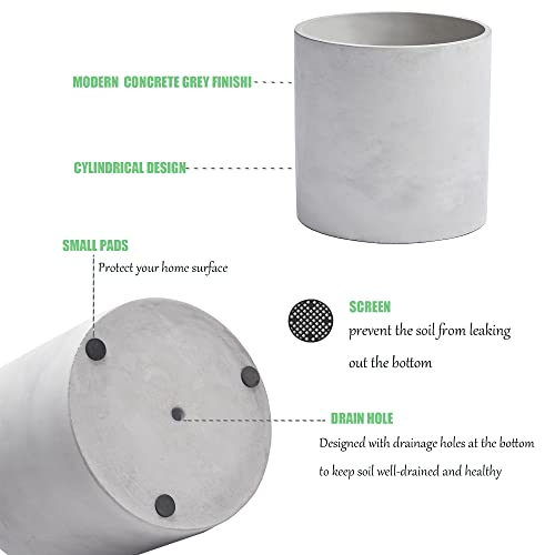 Tagobar Plant Pots Cement Planter Indoor- Modern 4.7 Inch Grey Flower Pot With Drainage Hole For Home Office Decor (Plant Not Included) #TOP2