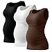 Riyiper 3 Pack Women's Maternity Tank Tops, Sleeveless Cotton Pregnancy Shirts Ribbed Knit Sides Ruched Basic Mama Clothes(Black, White, Coffee,Medium)