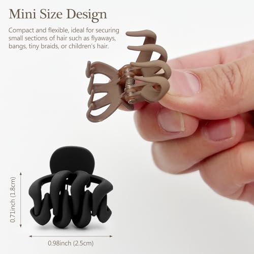 Set de Pinzas para el Cabello Mini Mate para Cabello Fino, Pinzas Pequeñas Antideslizantes para Mujeres, Tonos Neutros en Caqui, Café, Marrón y Negro (12 Piezas) miniatura 5