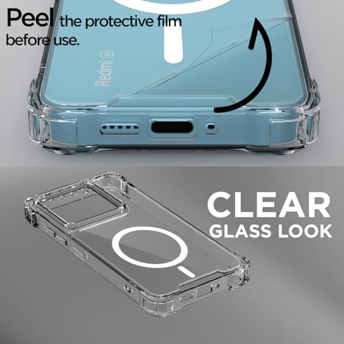 Image of Amazon Basics Back Cover for Redmi Note 13 Pro 5G / Poco X6 5G Mag-Safe Shockproof PC + TPU Protective Case Magnetic Support Bumper Case (Transparent Mag-Safe)