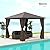 Outsunny 10' x 10' Hardtop Gazebo Canopy with Galvanized Steel Roof, Aluminum Frame, Permanent Pavilion Outdoor Gazebo with Hook, Netting and Curtains for Patio, Garden, Backyard, Dark Brown