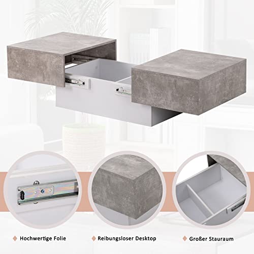 Table basse grise extensible avec rangement pratique pour salon moderne - 5