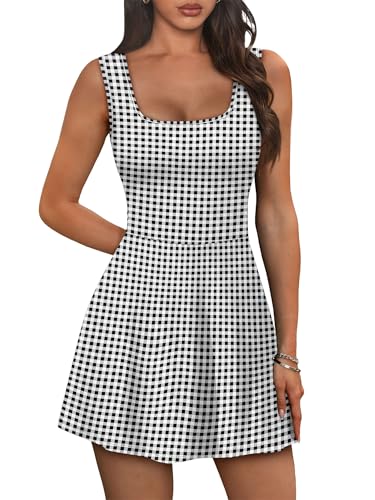Image of NIASHOT Women's Athletic Dress with Built-in Shorts & Pockets Workout Tennis Golf Active Wear U Neck A-line Dresses