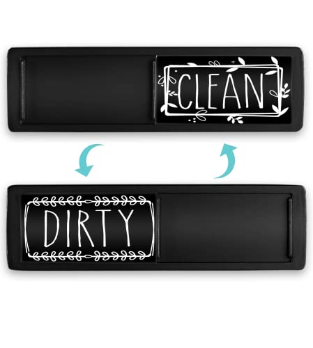 BabyPop! Newest Design Black Dishwasher Magnet Clean Dirty Sign Indicator, Trendy Universal Kitchen Dish Washer Refrigerator Magnet, Super Strong Magnet with Stickers for Kitchen Organization
