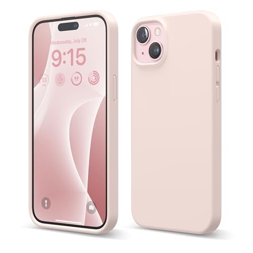 elago Liquid Silicone Case Compatible with iPhone 15 Plus Case, Premium Silicone, Full Body Protective Cover [4 Layer Shockproof Structure], Anti-Scratch Soft Microfiber Lining (Lovely Pink)