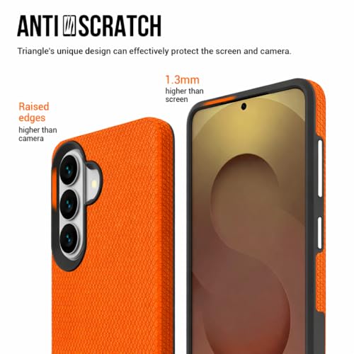 Image of NOXO Ultra-Hybrid Triangle Back Case Cover Compatible with Samsung Galaxy S26 | Shockproof Design | Camera Protection | Soft TPU & Rugged PC | Bumper Cases and Covers (Cosmic Orange)