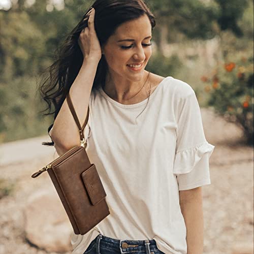 Image of S-ZONE Women Travel Wallets RFID Blocking Leather Wristlet Clutch Crossbody Purse Passport Document Credit Card Holder