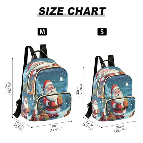 Image of ALAZA Pine Tree Santa Claus Snow Xmas Women Backpack Purse Ladies Fashion Shoulder Bag Daypack Travel Bag 10L