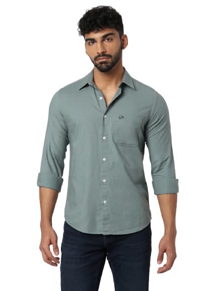 Image of Spykar Men's Regular Fit Full Sleeve Cotton Solid Casual Shirts