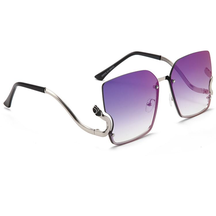 bullabulling Luxury Square Gradient Sunglasses for Women Metal Frame Oversized Big Lens Swan Down Temple3