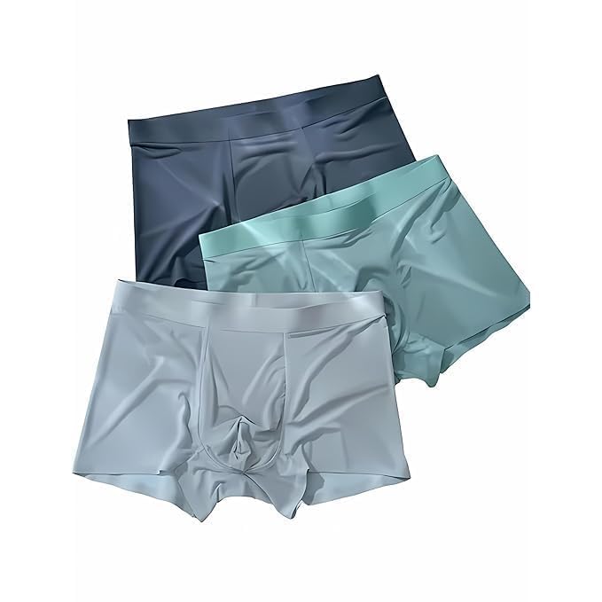 rokomo Men's Ice Silk Boxer Briefs, Stretch Lycra Fabric, Breathable & Moisture-Wicking, Seamless Comfort Fit, Pack of 3-picture-25