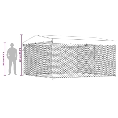 vidaXL Outdoor Hundezwinger mit Überdachung 382x382x225 cm Hundehütte Hundekäfig