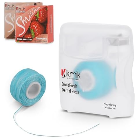 Woven Dental Floss - Strawberry & Coconut Floss Dental Floss, Shred Resistant, Extra Wide Woven Floss Dental, Gentle On Gums, 33 Yards Each - 2-Pack Cover
