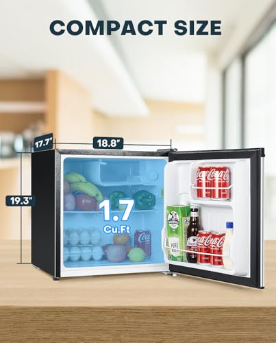 Image of Upstreman 1.7 Cu.ft Mini Fridge with Freezer, Black-FR17