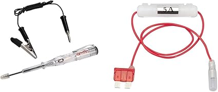 【エーモン 検電テスター(LED光タイプ ) + 平型ヒューズ電源(10A) セット】