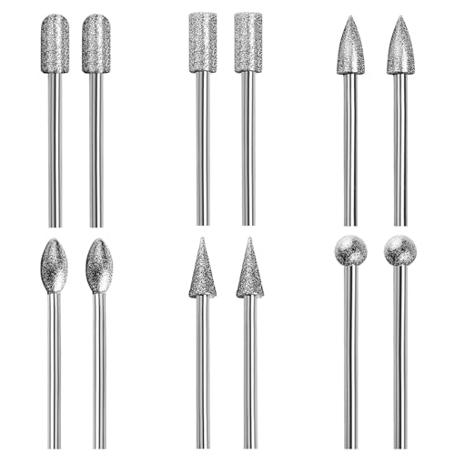 12 Pezzi Frese Diamantate,Frese per Metallo Set Frese Rotanti in Carburo di Tungsteno con Gambo 3 mm,Accessori Punte per Incisione Trapano Smerigliatrice Set per Fresa Foratura,Lucidatura,Incisione
